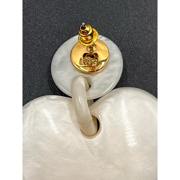 Lele Sadoughi Jewel crystal Stitched Mother of Pearl Acetate Heart Earring *One - Picture 6 of 8
